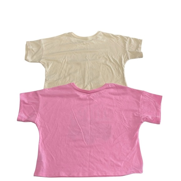 Wonder nation Girls Graphic Cropped T-Shirts - Pink and Cream size S 6-6X - Picture 3 of 11